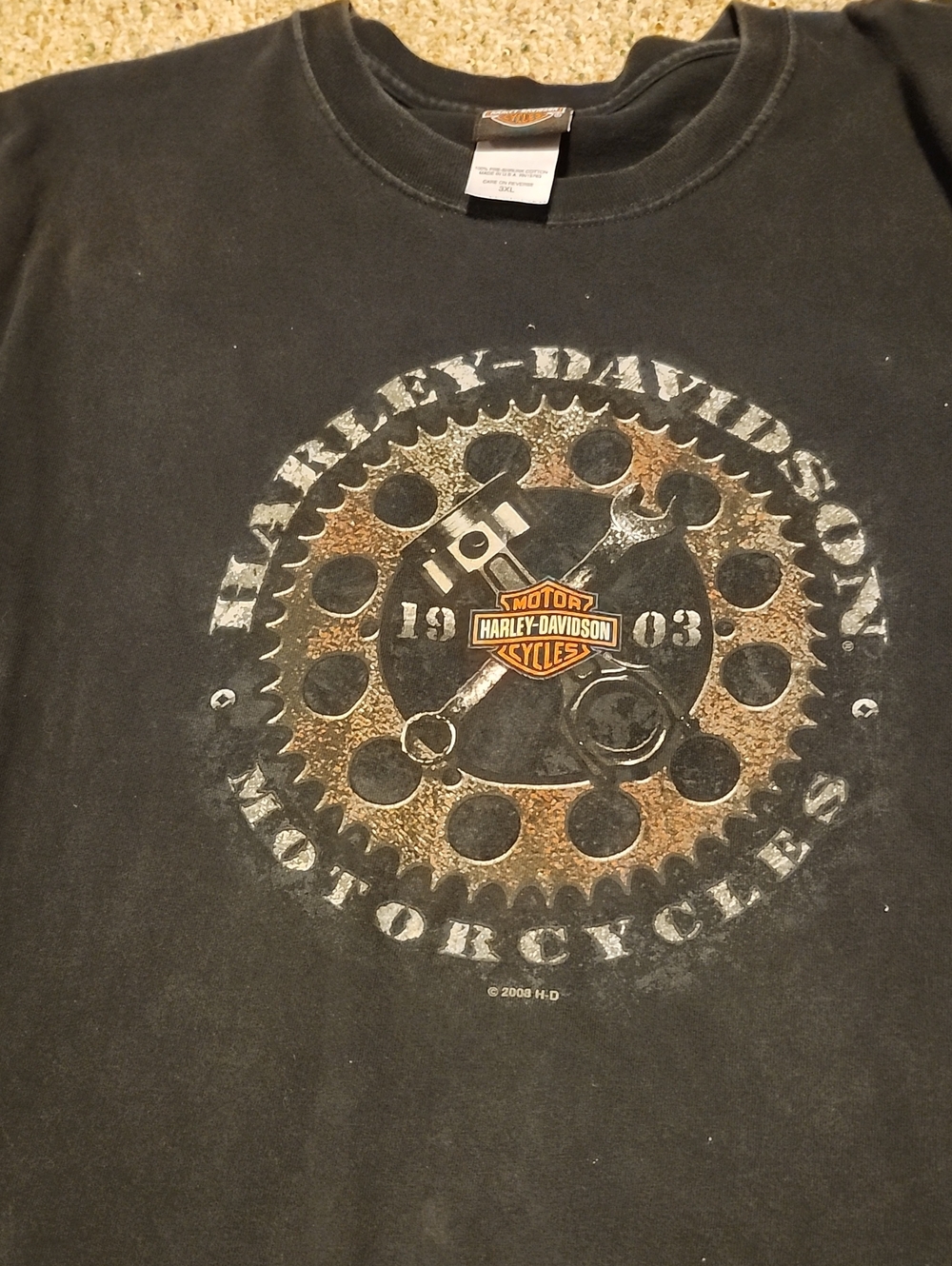 Harley-Davidson Black Tee with Rust-Tone Gear 3X - IA